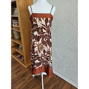 DKNY Brown Rust Floral Spaghetti Strap Dress Juniors Adjustable Straps Sz Small